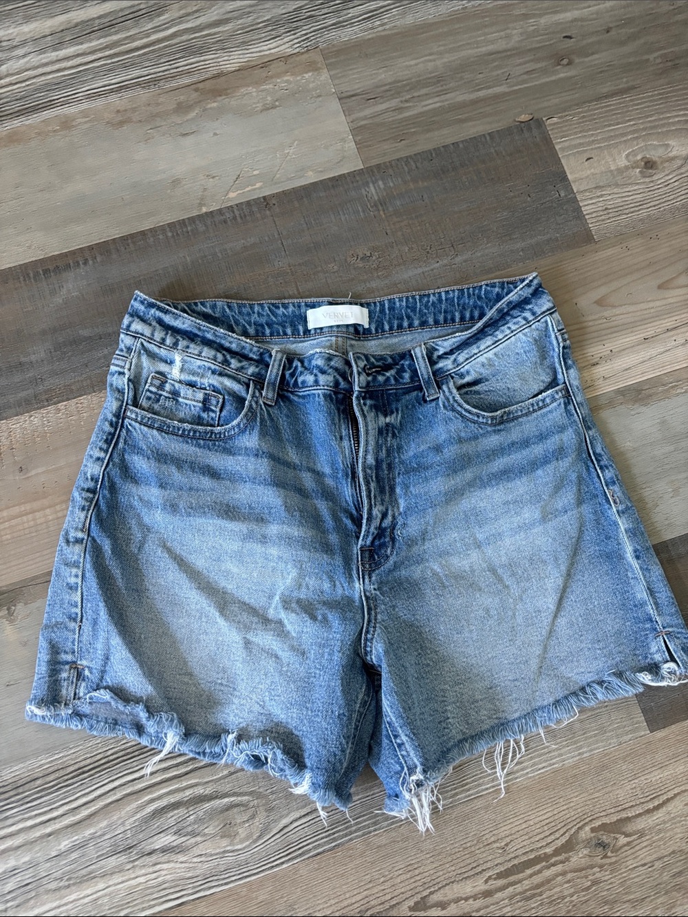 Light Blue High-Rise Denim Cutoff Shorts